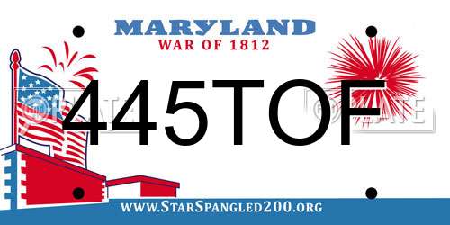 445TOF Maryland License Plate