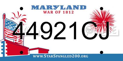 44921CJ Maryland License Plate