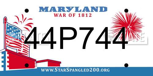 44P744 Maryland License Plate