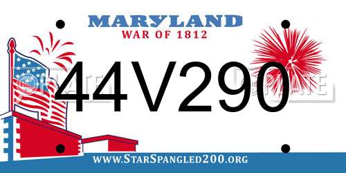 44V290 Maryland License Plate
