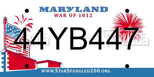 44YB447 Maryland License Plate