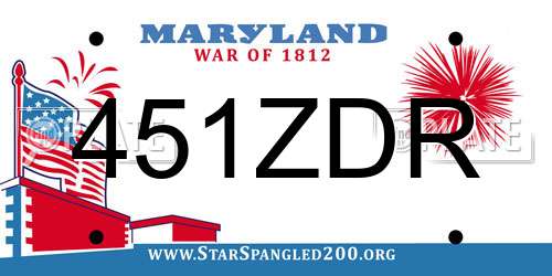 451ZDR Maryland License Plate