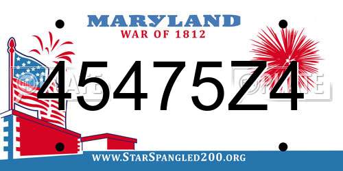 45475Z4 Maryland License Plate