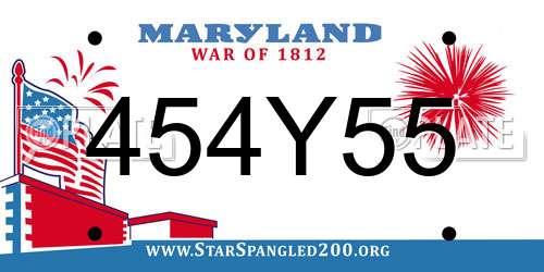 454Y55 Maryland License Plate