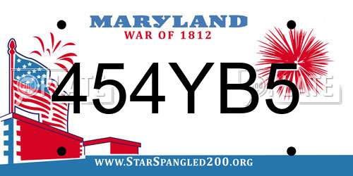 454YB5 Maryland License Plate