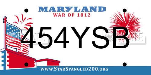 454YSB Maryland License Plate