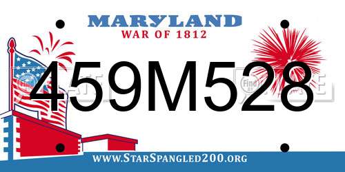 459M528 Maryland License Plate