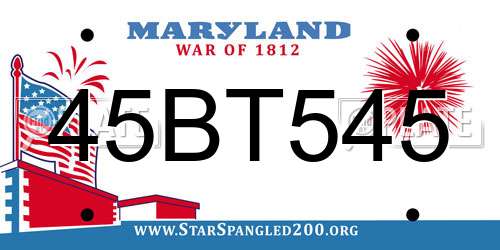 45BT545 Maryland License Plate