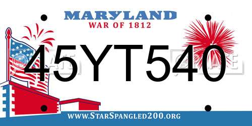 45YT540 Maryland License Plate