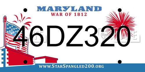 46DZ320 Maryland License Plate