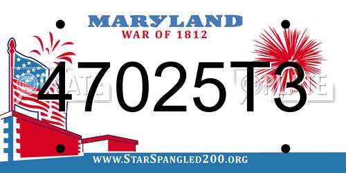 47025T3 Maryland License Plate