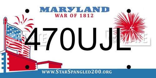 470UJL Maryland License Plate