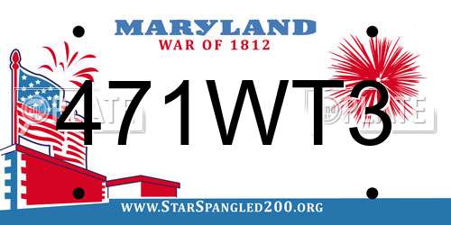 471WT3 Maryland License Plate