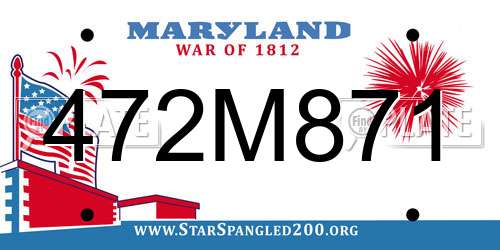 472M871 Maryland License Plate
