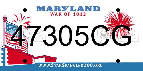 47305CG Maryland License Plate
