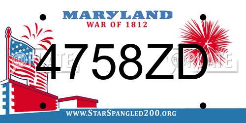 4758ZD Maryland License Plate