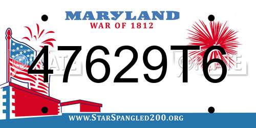 47629T6 Maryland License Plate