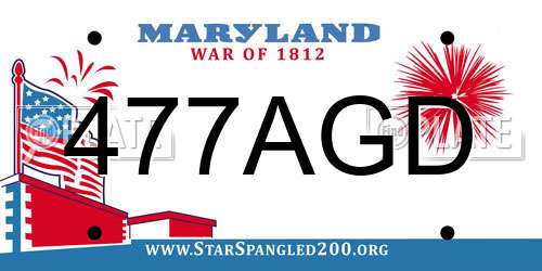 477AGD Maryland License Plate