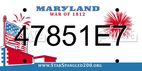 47851E7 Maryland License Plate