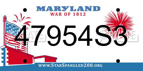 47954S3 Maryland License Plate