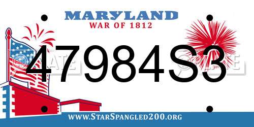 47984S3 Maryland License Plate