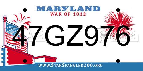 47GZ976 Maryland License Plate