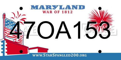 47OA153 Maryland License Plate