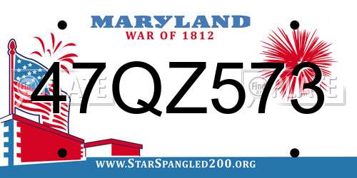 47QZ573 Maryland License Plate