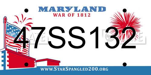 47SS132 Maryland License Plate