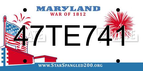47TE741 Maryland License Plate