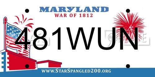 481WUN Maryland License Plate