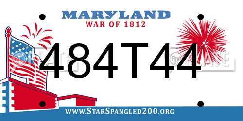 484T44 Maryland License Plate