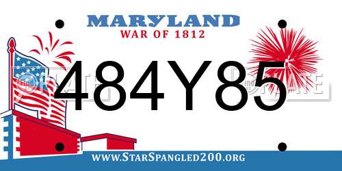 484Y85 Maryland License Plate