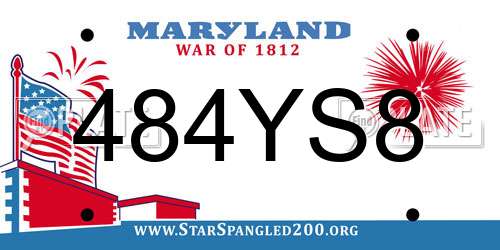 484YS8 Maryland License Plate