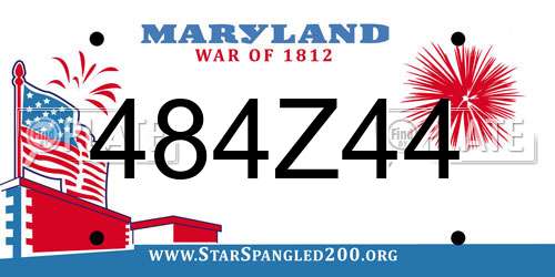 484Z44 Maryland License Plate