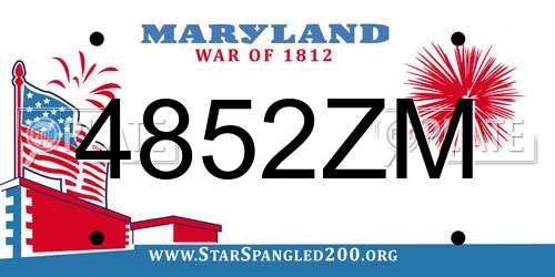 4852ZM Maryland License Plate