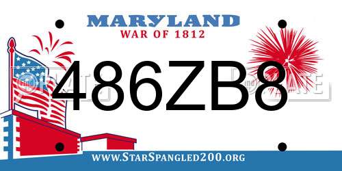 486ZB8 Maryland License Plate