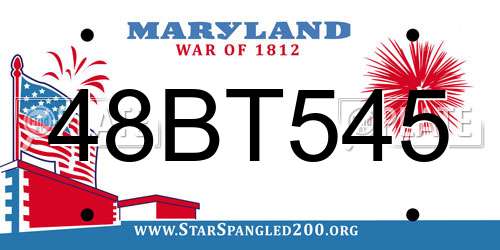 48BT545 Maryland License Plate