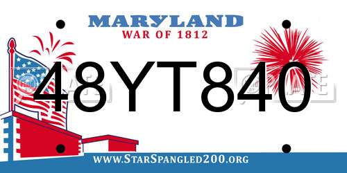 48YT840 Maryland License Plate