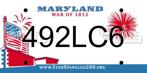 492LC6 Maryland License Plate