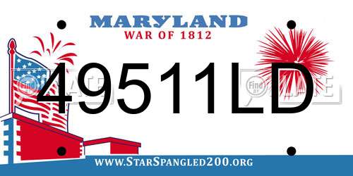 49511LD Maryland License Plate