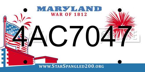 4AC7047 Maryland License Plate