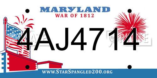 4AJ4714 Maryland License Plate