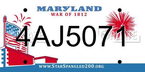 4AJ5071 Maryland License Plate