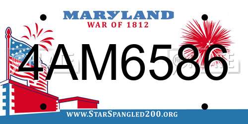 4AM6586 Maryland License Plate