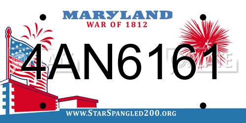 4AN6161 Maryland License Plate