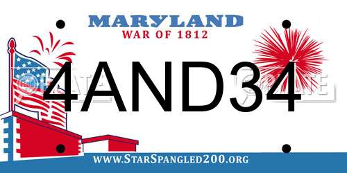 4AND34 Maryland License Plate