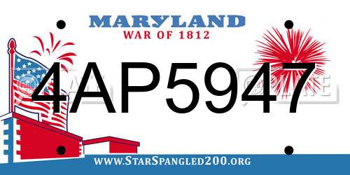 4AP5947 Maryland License Plate