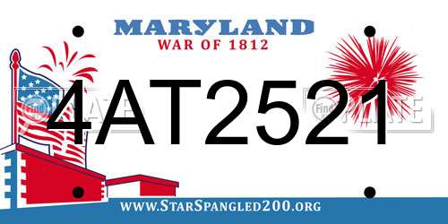 4AT2521 Maryland License Plate