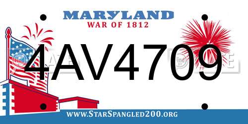 4AV4709 Maryland License Plate